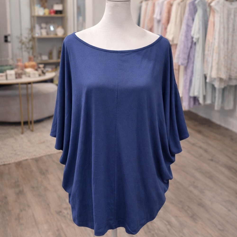 White Birch Oversized Dolman Top Small Blue Boutique NWOT